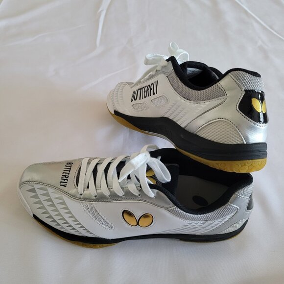 Butterfly LEZOLINE GIGU Table Tennis Shoes White-Silver SZ 10.5 - Picture 3 of 9